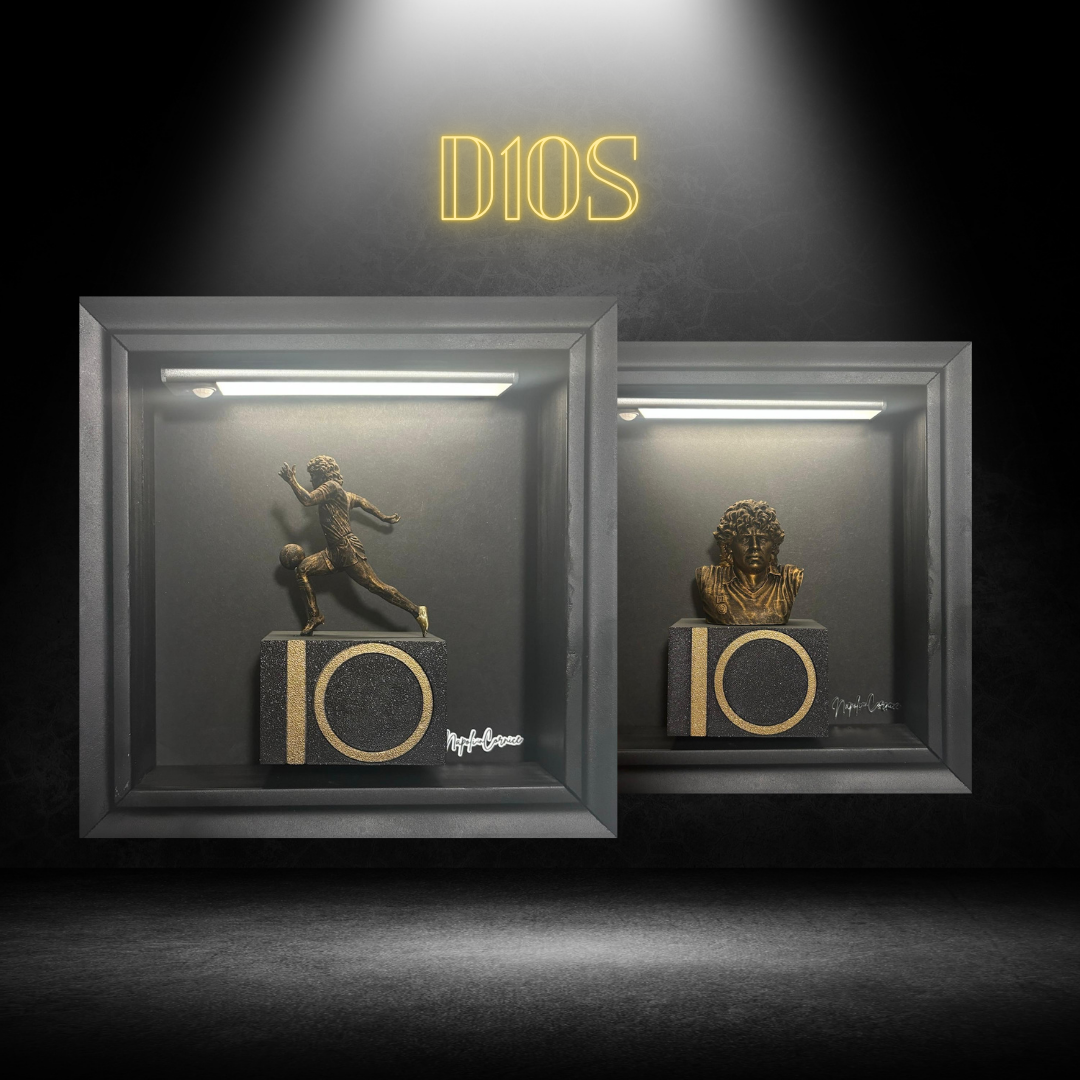 Maradona Tribute set-Statue edizione limitata- Cornice nera