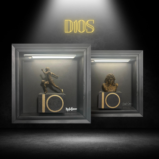 Maradona Tribute set-Statue edizione limitata- Cornice nera
